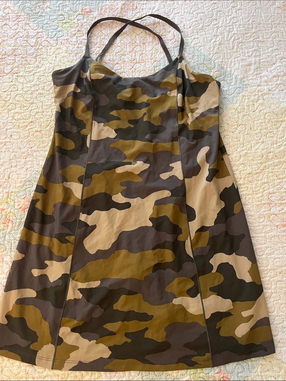aerie Camo Skort Dress in Olive, Khaki, Dark Brown